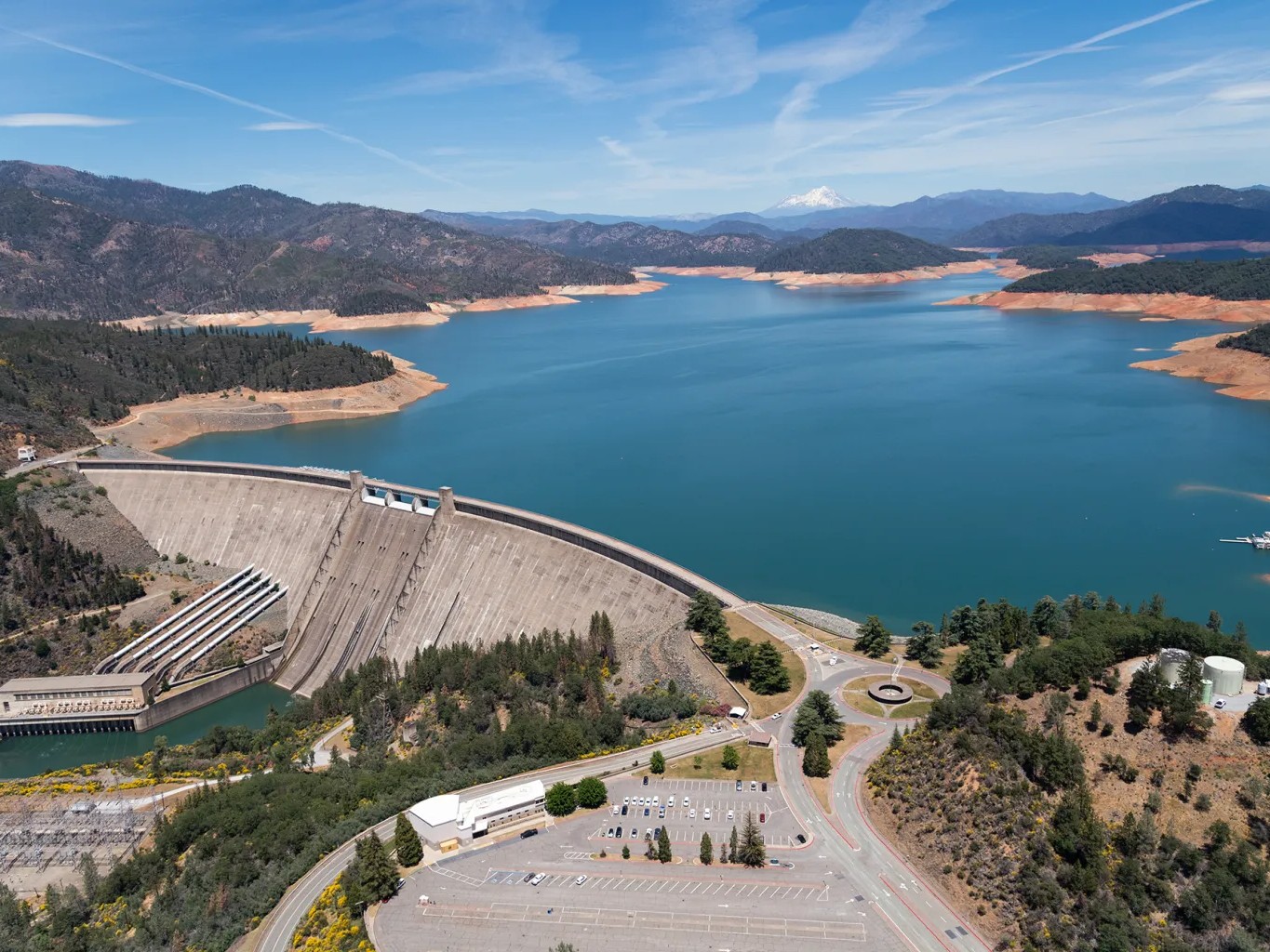 Shasta Dam, a key cold-water source for the Sacramento River system.