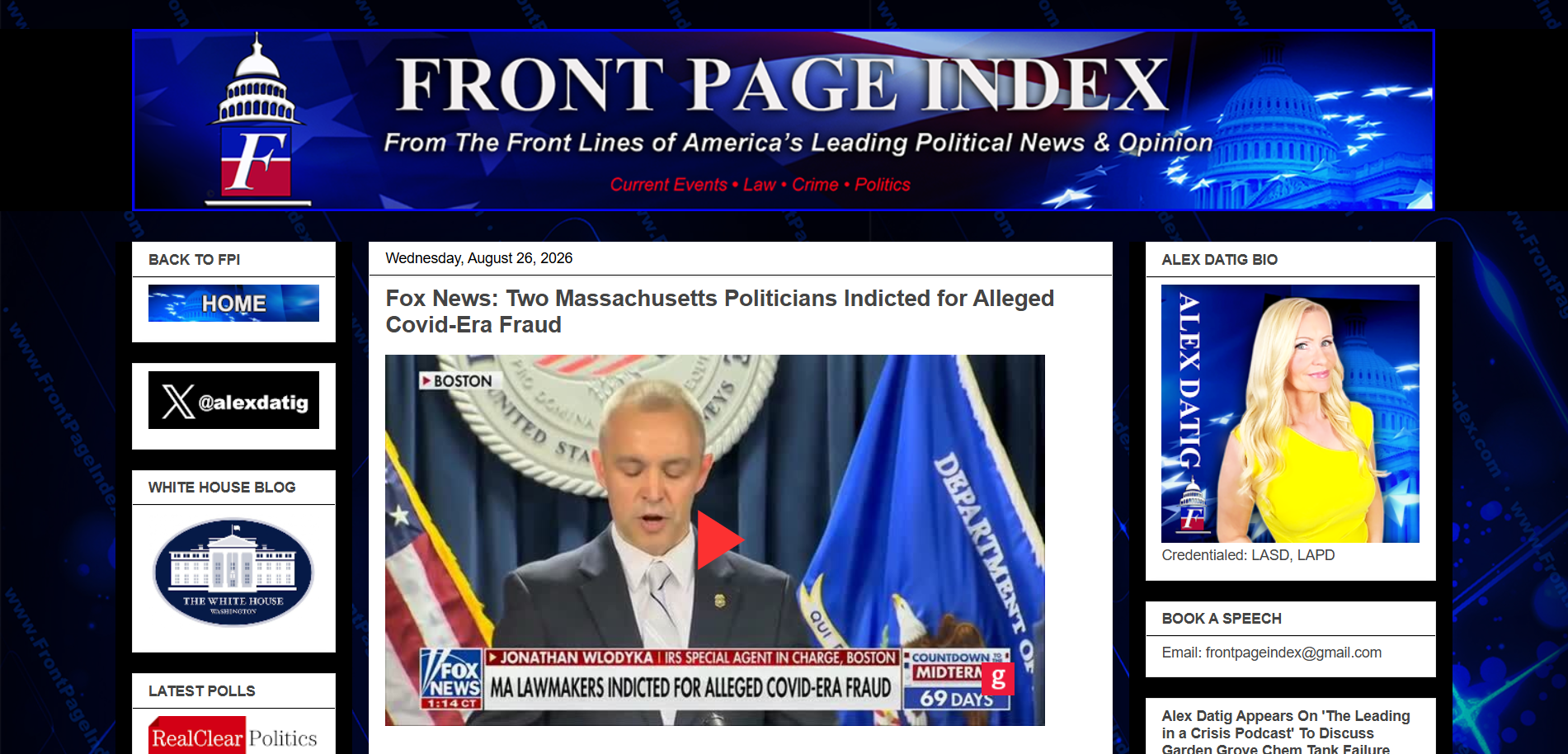 Screenshot of the Front Page Index homepage