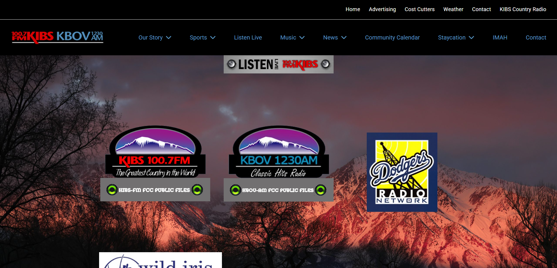 Screenshot of the KIBS/KBOV Community News homepage