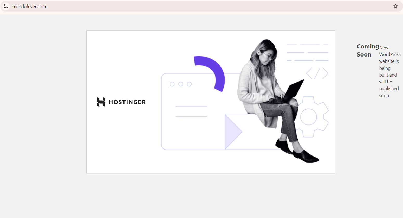 mendofever.com showing a Coming Soon placeholder page