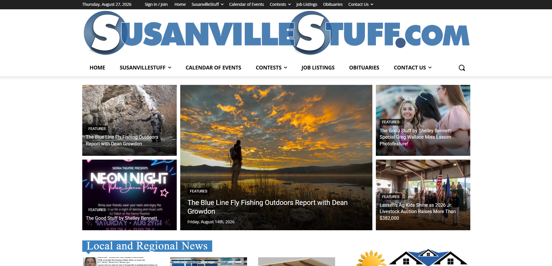 Screenshot of the SusanvilleStuff.com homepage